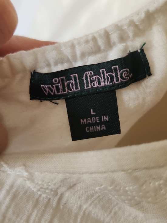 Wild Fable White Embroidered Flowy Milk Maid Top Bishop Sleeved Dress L - Picture 8 of 11